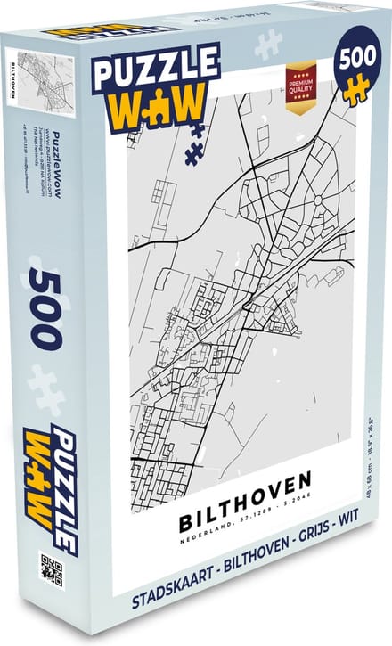Puzzel Stadskaart - Bilthoven - Grijs - Wit - Legpuzzel - Puzzel 500 stukjes - Plattegrond