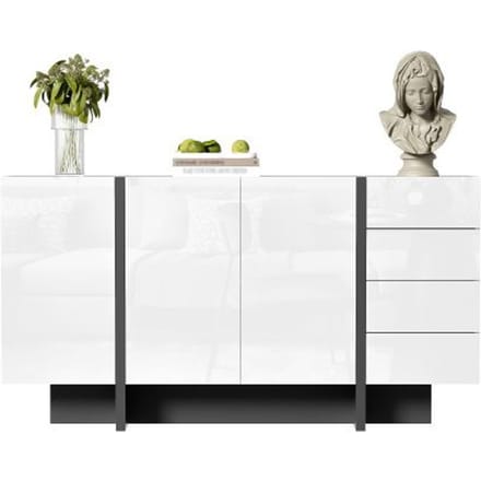Buffet - MUVOE - Modern - 2 Deuren - 4 Lades - Glanzende Afwerking wit