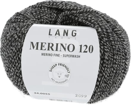 Lang Yarns Merino 120 - 55 zwart-beige - Merinowol Garen