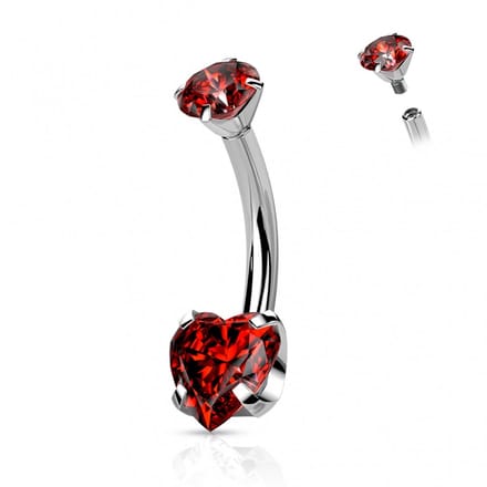 Piercing titanium hartje sierlijk - zilver rood - LMPiercings