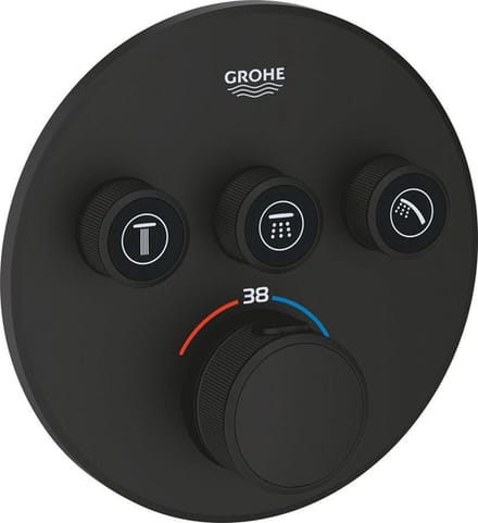 Grohe Grohtherm smartcontrol afdekset thermostatisch rond phantom black