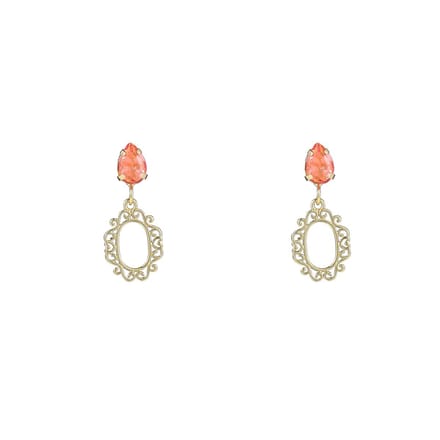 Go Dutch Label Oorknoppen small stone dangle Coral