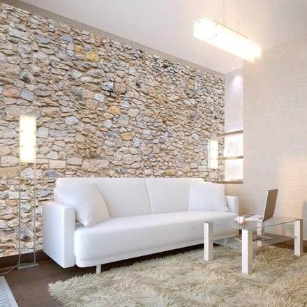 250cm X 175cm - Fotobehang - Muur van kiezelstenen