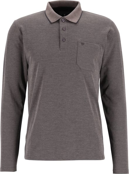 Redmond regular fit polo lange mouw - antraciet melange