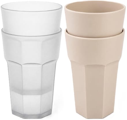Plasticforte onbreekbare drinkglazen - 8x stuks - kunststof/plastic - mix van twee kleuren - 520 ml - 13 cm