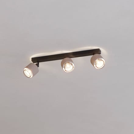 EGLO Rosley plafondspot, lengte 43 cm, zwart/natuur, 3-lamps.
