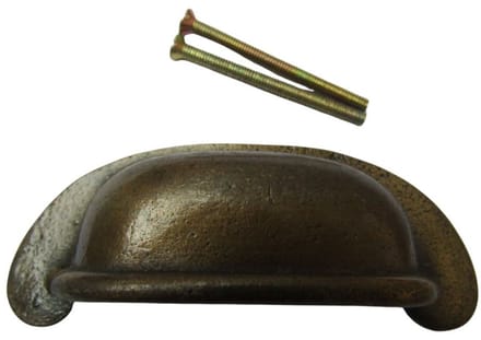 Lipped Rear Fix Cup Pull Handle Antique Brass