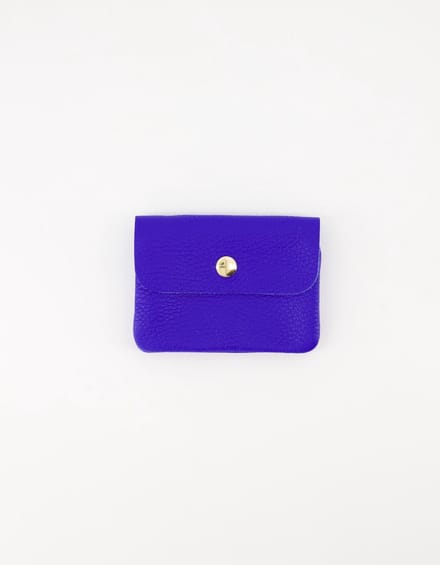 portemonneetje-leer- konings blauw -klein -met ritsje -voor pasjes