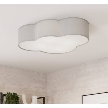 TK Lighting Plafondlamp Cloud van textiel, lengte 62 cm, grijs