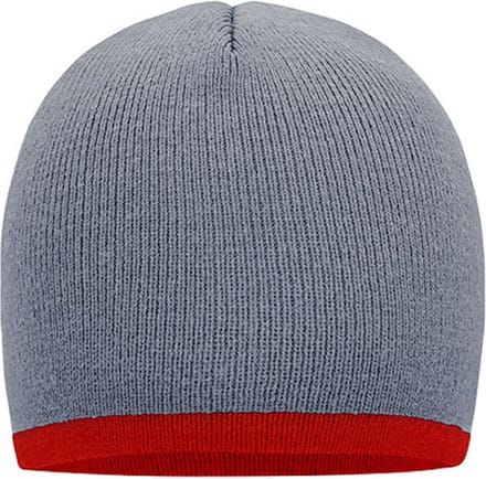 Myrtle Beach 'Contrasting Border Beanie' Lichtgrijs/Burgundy