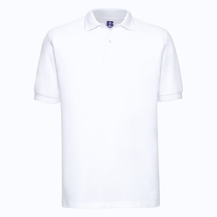 Russell Heren Ripple Collar & Manchet Poloshirt met korte mouwen (Wit)