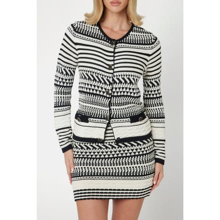 GUESS Marciano By  Arianna Stitched Car Eggshell And Black Größe: S | Cardigans Outlet | Damen | Weiß