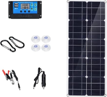 Zonnepaneel Kit - Draagbaar Opladen - Batterij Onderhoud - Hoge Cel Efficiëntie - 100W - Zwart