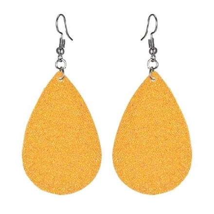 Fako Bijoux® - Oorbellen - Druppel - Glitter - Kunstleer - Geel