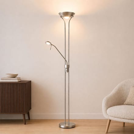 Milton & Oldbrook Vloerlamp met Leeslamp Brescia Zilver