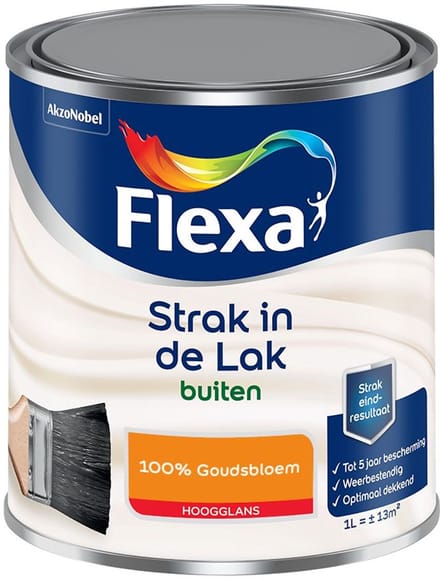 Flexa - Strak In De Lak Buitenlak Hoogglans - 100% Goudsbloem - Mengverf - 1 L