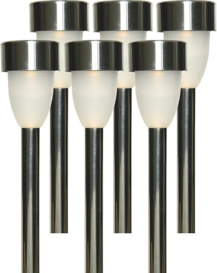 Tuinlamp LED solar - 6x - warm wit - RVS/kunststof - 26 cm - type Nova