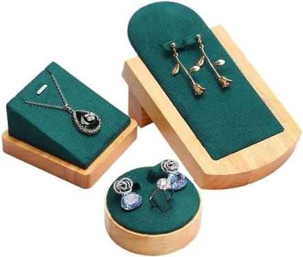 Sieraden Organizer - Display Stand - Sieraden Presenteren - Houten Basis - 3-delige Set - Zwart