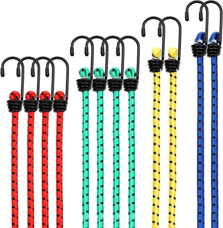 Avesteir Set van 12 Spanbanden, Spanrubber Met Haken, Expander Met Haken, Expanders in 4 Lengtes, Rubberen Spanners, Spanhaken, Spanband, Koord