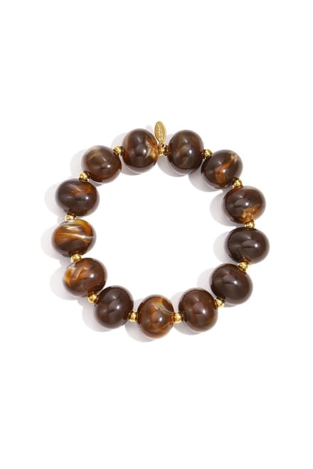 Bijoutheek Armband (Sieraad) Kralen Ovaal Elastisch D. Bruin