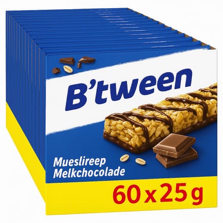 B'tween Melkchocolade - Mueslirepen - Muesli - 60 repen x 25 gram