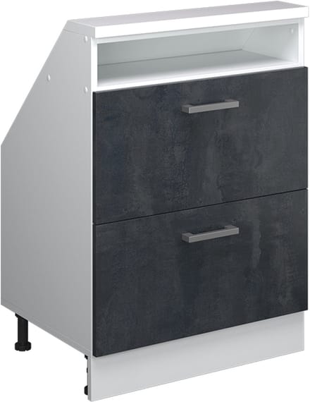 Vicco Rion Kast voor schuine wand – met 2 laden Zwart beton/wit