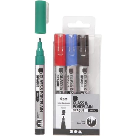CC Glas- en Porseleinstift Semi-dekkend Set Basis 4 stuks
