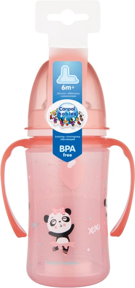 Canpol Babies | EasyStart | Siliconen Trainingsbeker | 240ml | PP | EXOTISCHE DIEREN | roze 6+ m
