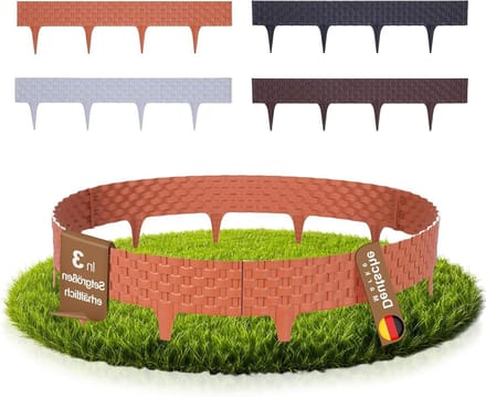 Gazonrand Kunststof - Bloembedrand Flexibel - Tuin Afscheiden - Rotanlook Design - 80cm x 95cm - Terracotta