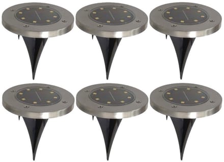 Gerim Tuinverlichting - 6x stuks - grondspotjes - solar - LED - 14 cm