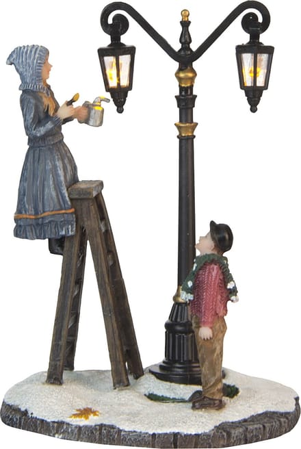 LuVille Kerstdorp Miniatuur Lantaarnaansteker - L8 x B6,5 x H11 cm