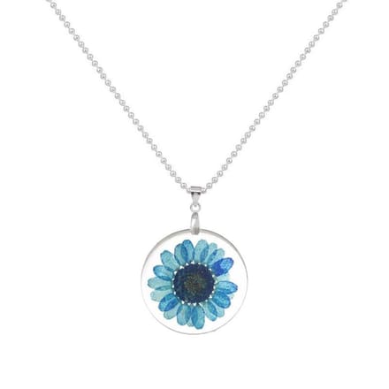 Fako Bijoux® - Ketting - Gedroogde Bloem - Acryl - Blauw