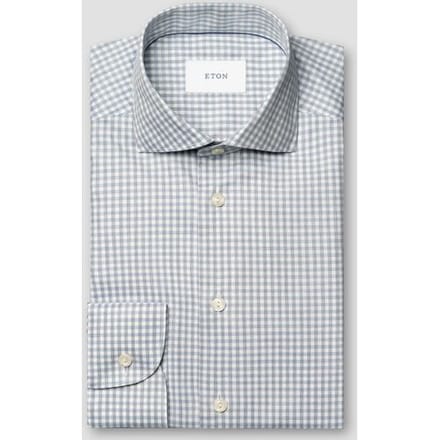 Eton Overhemd Mélange Fine Twill Check Organic Cotton Blauw / male