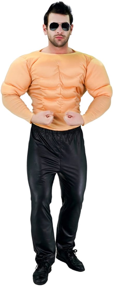 Kostuum Spierman – Shirt met Spieren – Carnaval & Verkleedkleding – One Size