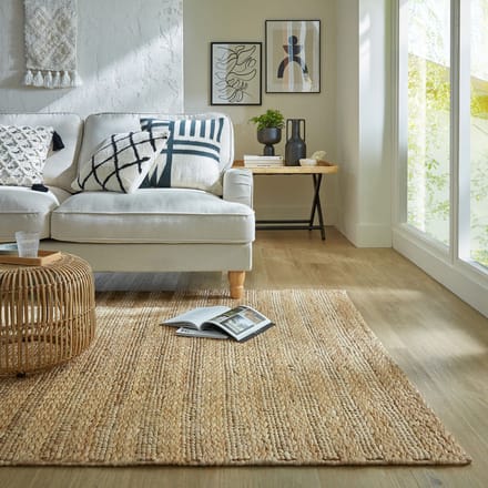 Flycarpets Laagpolig vloerkleed Drew Braid Gestreept - Handgeweven - Naturel 200 x 290 cm