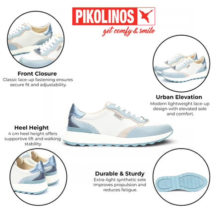 Pikolinos dames sneakers met vetersluiting, denimblauw leer - Arrecife