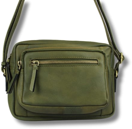 Leren Schoudertas Dames – Olijfgroen – Eva – Echt Rundleer – Compact & Functioneel – Just Lioné