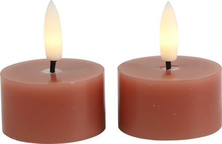 Countryfield LED theelicht rustiek roze 4cm - set van 2 stuks.