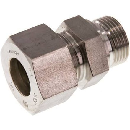 G 1'' Buitendraad x 25S RVS Rechte Knelfitting 400 Bar DIN 2353 - FL2S-MO-ST-100G-25-S