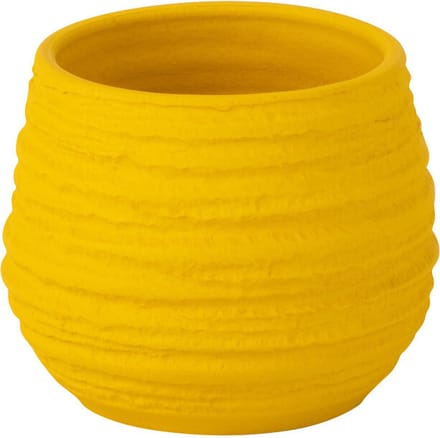 J-Line bloempot Fiesta - keramiek - geel - small - Ø 14 cm