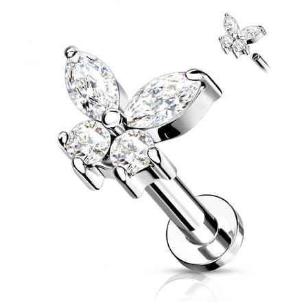 Piercing butterfly wit 1.2x8 - zilver - LMPiercings