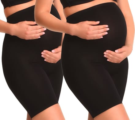 Mamsy - 2-Pack Seamless zwangerschaps Short met shapewear effect - Zwart- XS/S