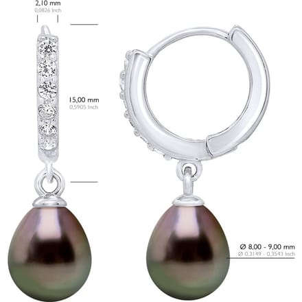 Oorbellen Creool Echte Gecultiveerde Tahiti Peertjes 8-9 mm