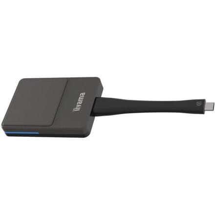 Iiyama WP D002C Smart TV-dongle USB Type-C 4K Ultra HD, draagbare Android streamer voor elke tv met HDMI in Zwart en Zilver