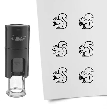 CombiCraft Stempel eekhoorn 10mm rond zwarte inkt - per 1 stuk