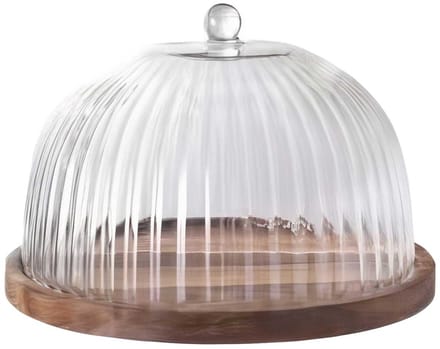 Glozini Taartplateau Met Stolp - 20cm - Acacia Hout/Glas