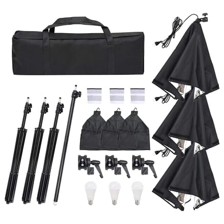 vidaXL - Fotostudioset - met - verlichtingsset, - achtergrond - en - reflector