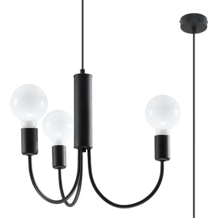 Sollux Lighting Kroonluchte Piccolo - E27 - zwart - staal - 100x45x45cm
