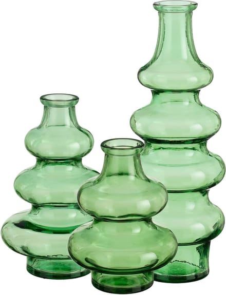 Bloemenvaas Sira - 3x - transparant glas - groen - 3 maten - vaas - sierlijk model