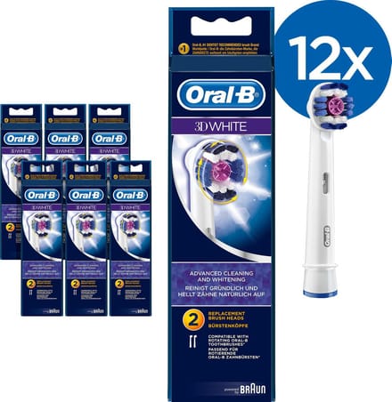 Oral-B 3D White - Opzetborstels - 12 Stuks